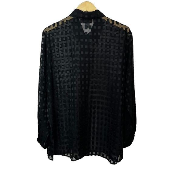 Notations Black Sheer Blouse Button Up Womens 1X Vamp Goth Witchy Elegant Dressy - Picture 3 of 6